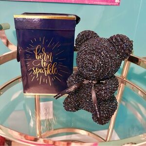 Black Glitter Iridescent Crystal Bear w/Box